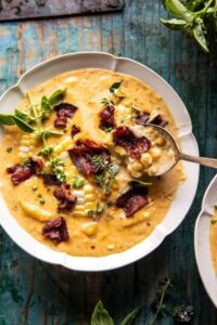 Creamy Corn, Zucchini, and Bacon Chowder