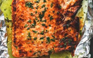 Baked Honey Cilantro Lime Salmon in Foil